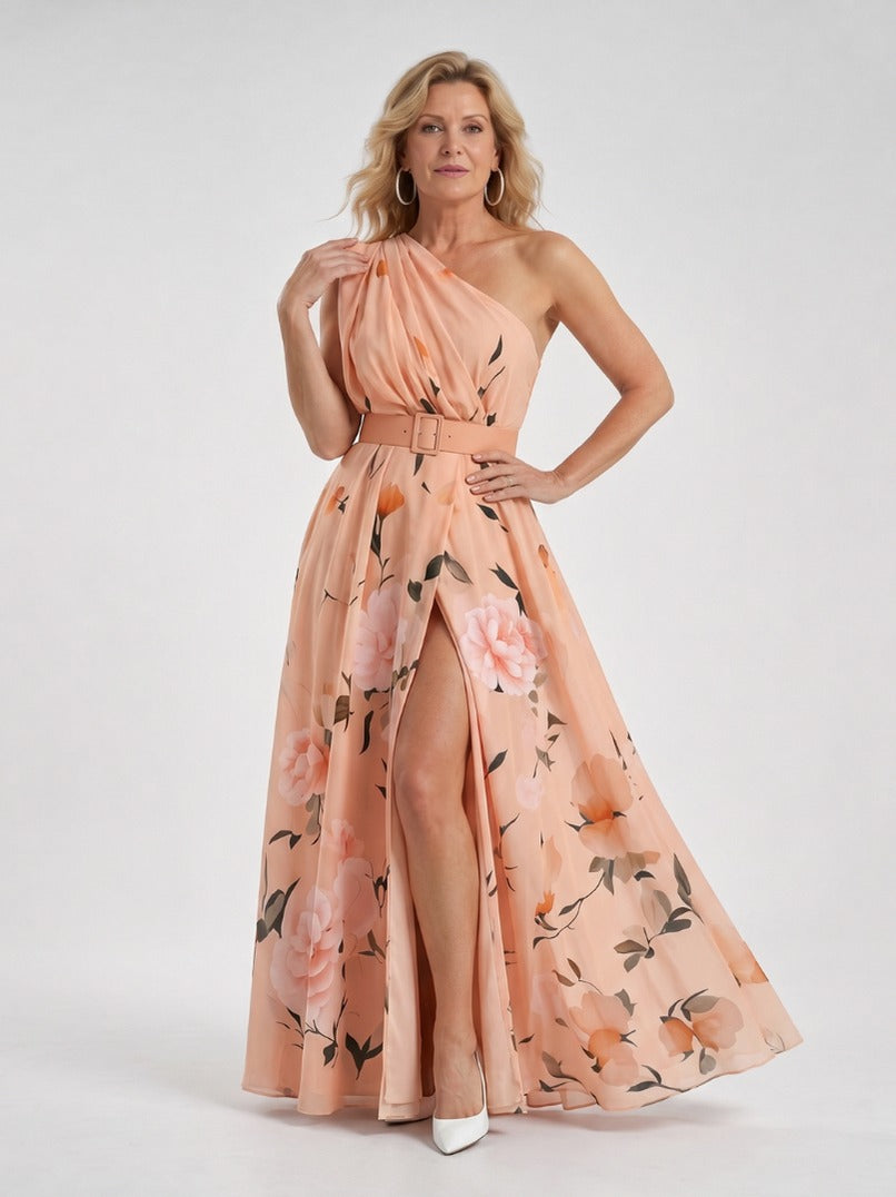 Floral One Shoulder Maxi Dress
