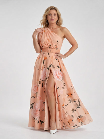 Floral One Shoulder Maxi Dress