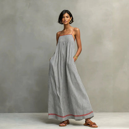 Striped Spaghetti Strap Maxi Sundress