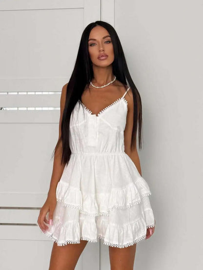 Tiered Button Front Mini Sundress