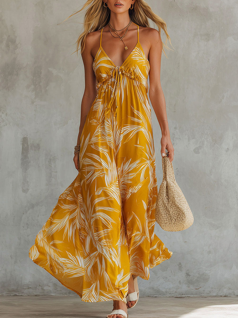 Floral Tie Front Maxi Dress