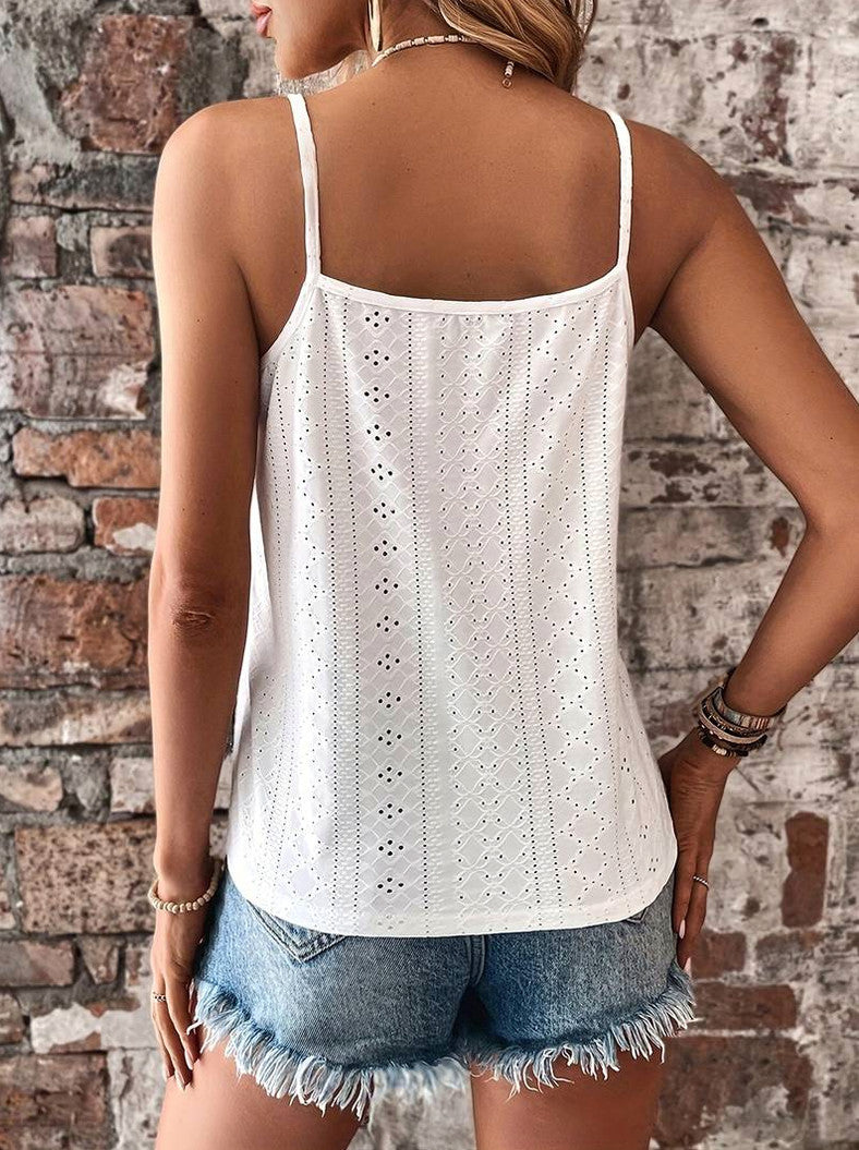 Eyelet Lace Trim V-Neck Camisole