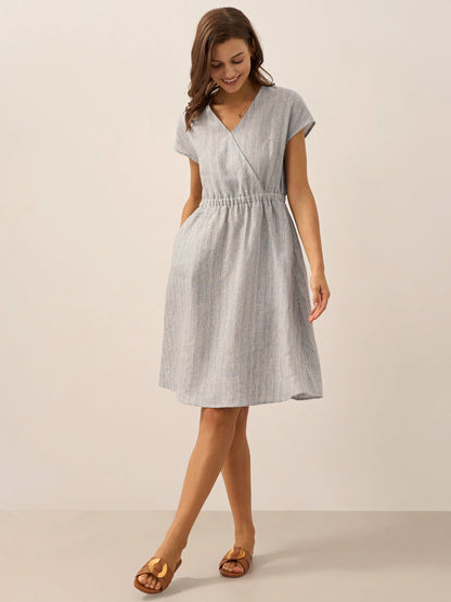 Striped Linen Midi Dress