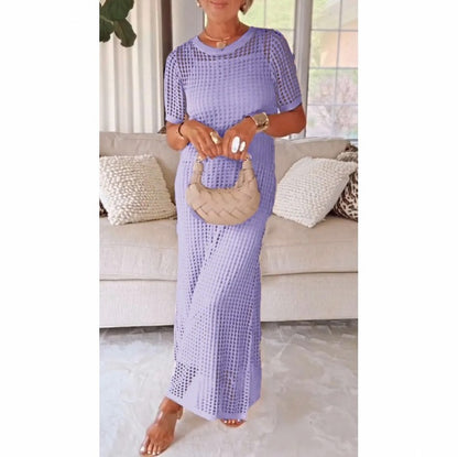 Crochet Short Sleeve Maxi Dress