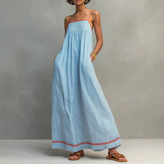 Striped Spaghetti Strap Maxi Sundress