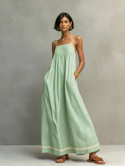 Striped Spaghetti Strap Maxi Sundress