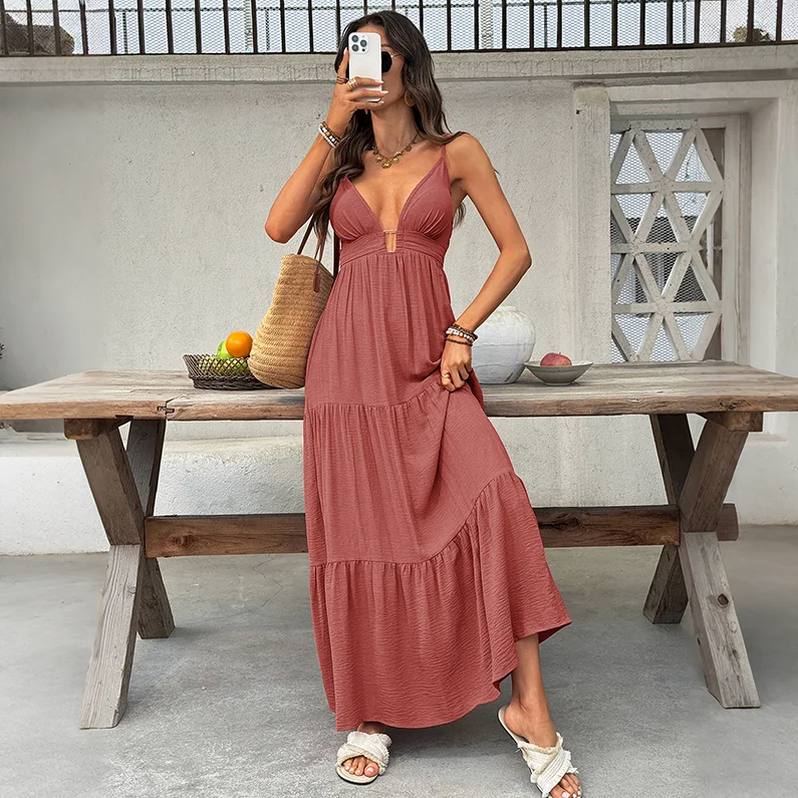 Gauze Tiered Maxi Sundress