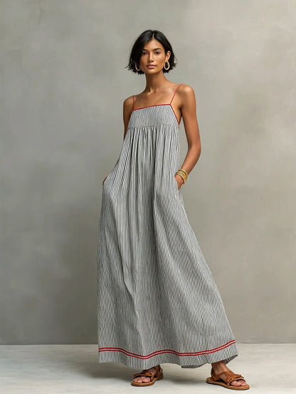 Striped Spaghetti Strap Maxi Sundress