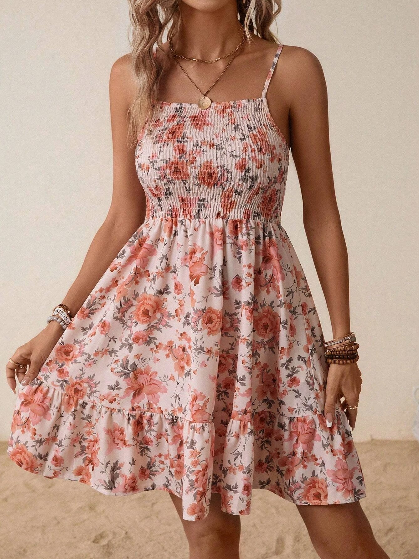 Floral Smocked Tiered Mini Sundress