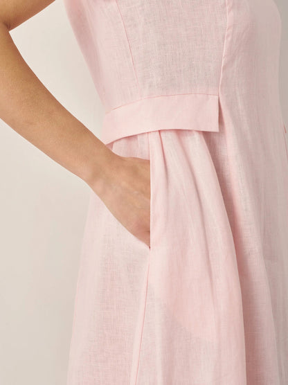 Linen A-Line Midi Dress