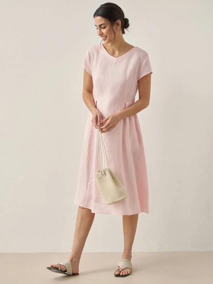 Linen A-Line Midi Dress