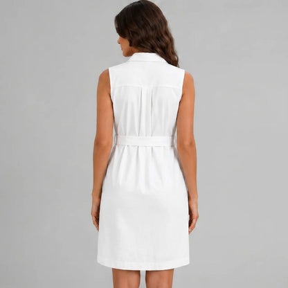 Sleeveless Poplin Tie Waist Mini Dress