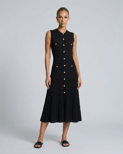 Knit Button Front Midi Dress