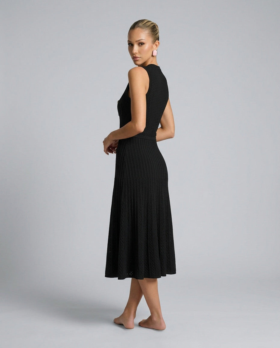 Knit Button Front Midi Dress