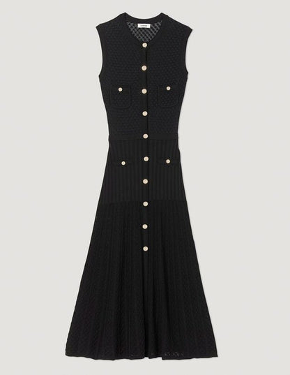 Knit Button Front Midi Dress