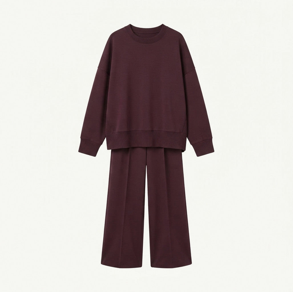 Knit Crewneck Drop Shoulder Long Sleeve Sweater