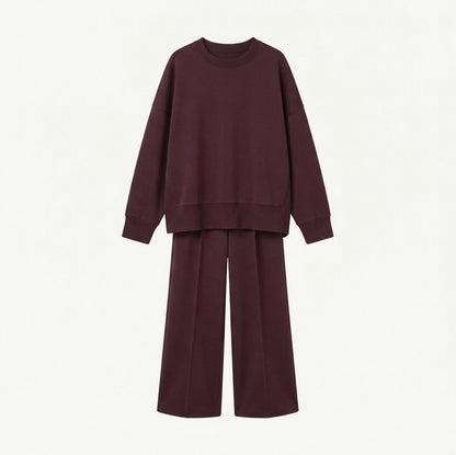 Knit Crewneck Drop Shoulder Long Sleeve Sweater