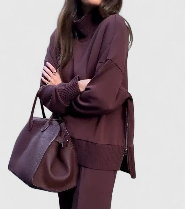Knit Crewneck Drop Shoulder Long Sleeve Sweater