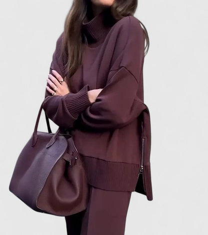 Knit Crewneck Drop Shoulder Long Sleeve Sweater