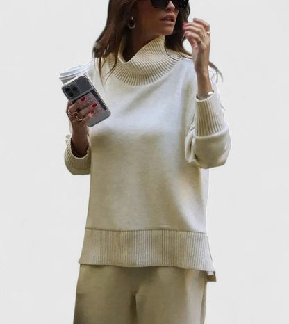 Knit Crewneck Drop Shoulder Long Sleeve Sweater