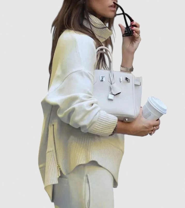 Knit Crewneck Drop Shoulder Long Sleeve Sweater