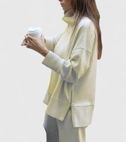 Knit Crewneck Drop Shoulder Long Sleeve Sweater