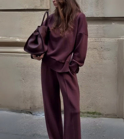 Knit Crewneck Two Piece Set