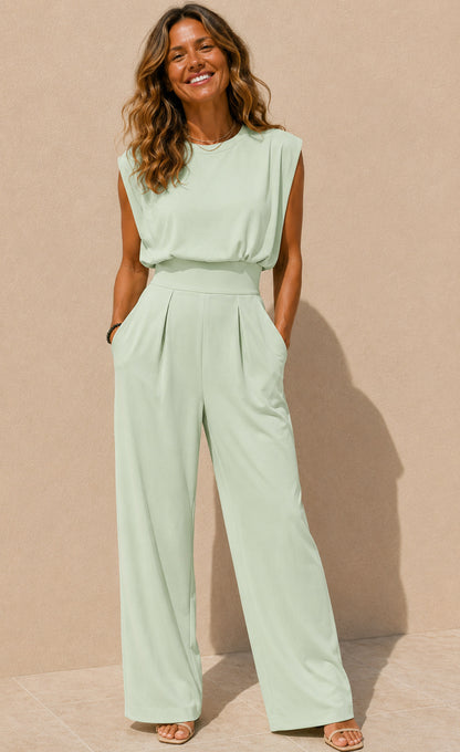 Knit Sleeveless Wide Leg Jumpsuit
