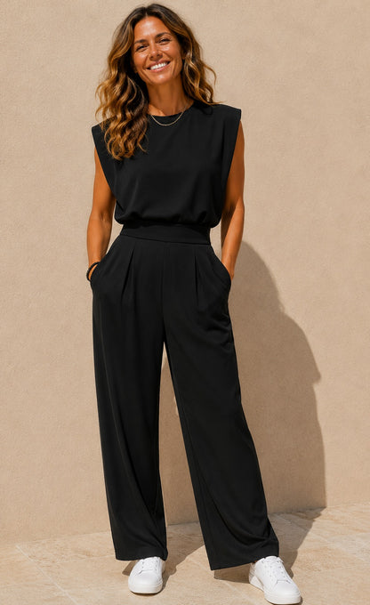 Knit Sleeveless Wide Leg Jumpsuit