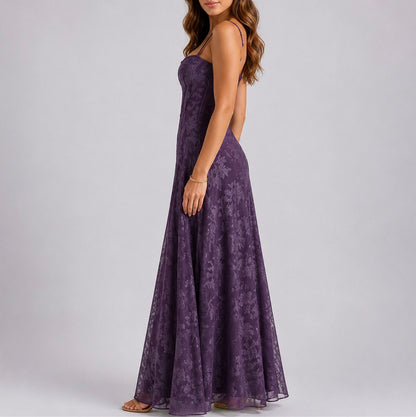 Lace Corset Square Neck Maxi Dress