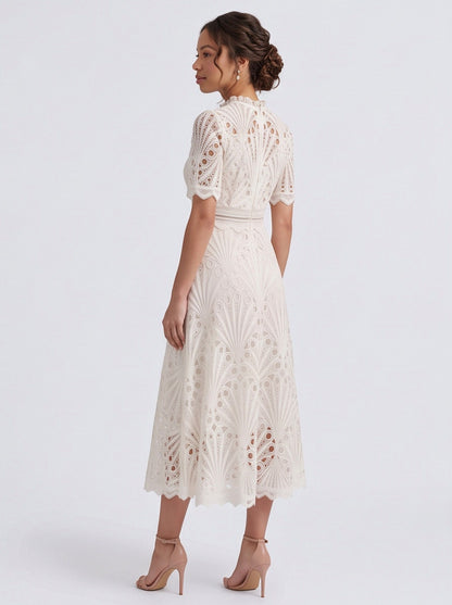 Lace High Neck Midi Dress