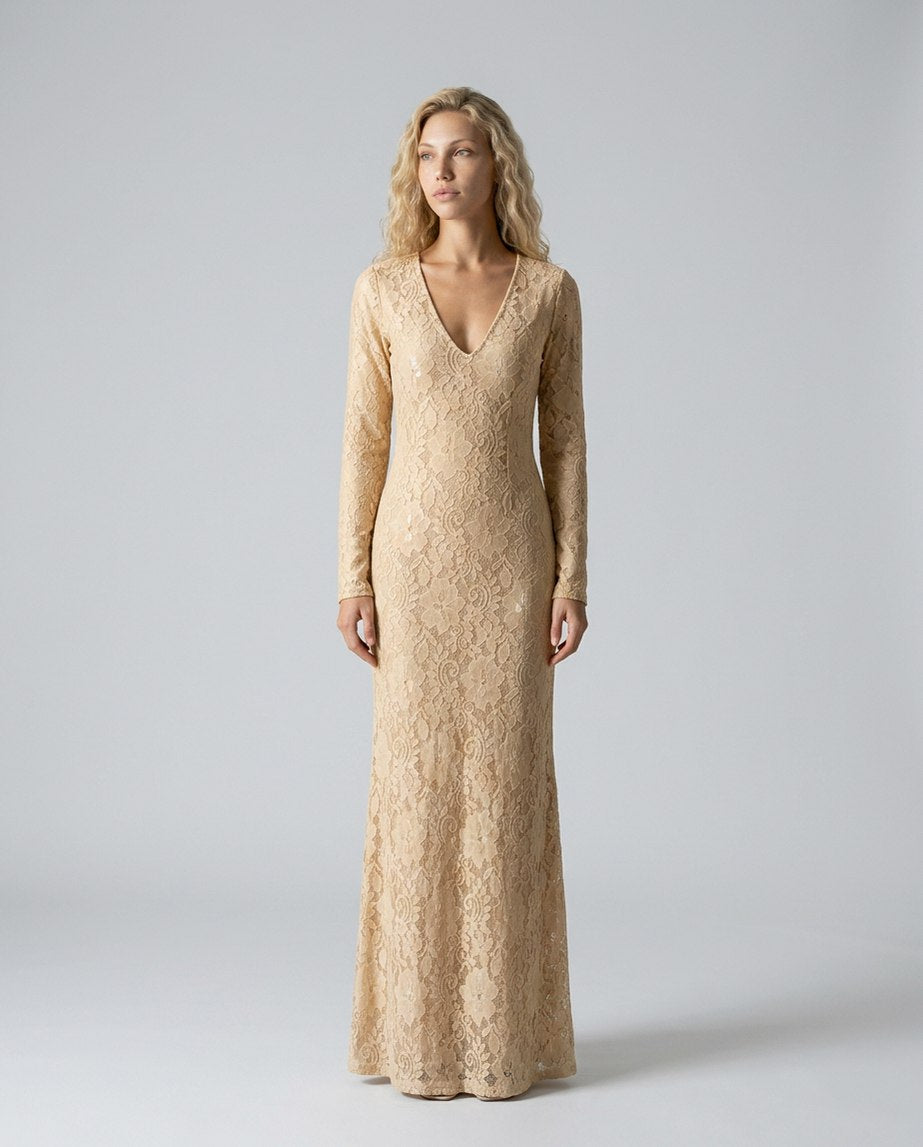 Lace Long Sleeve Maxi Dress