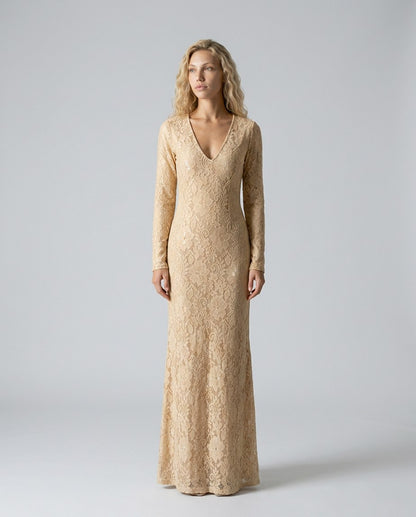 Lace Long Sleeve Maxi Dress