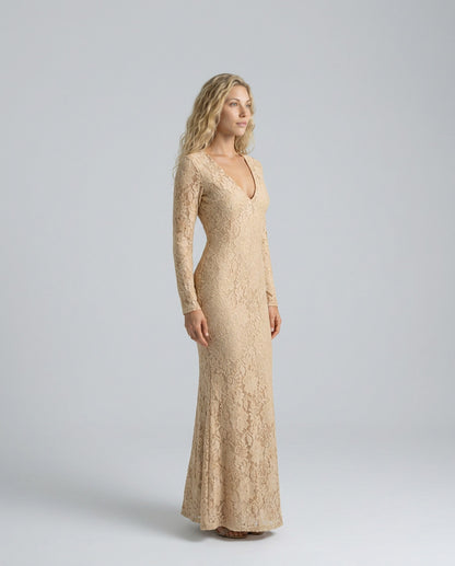 Lace Long Sleeve Maxi Dress