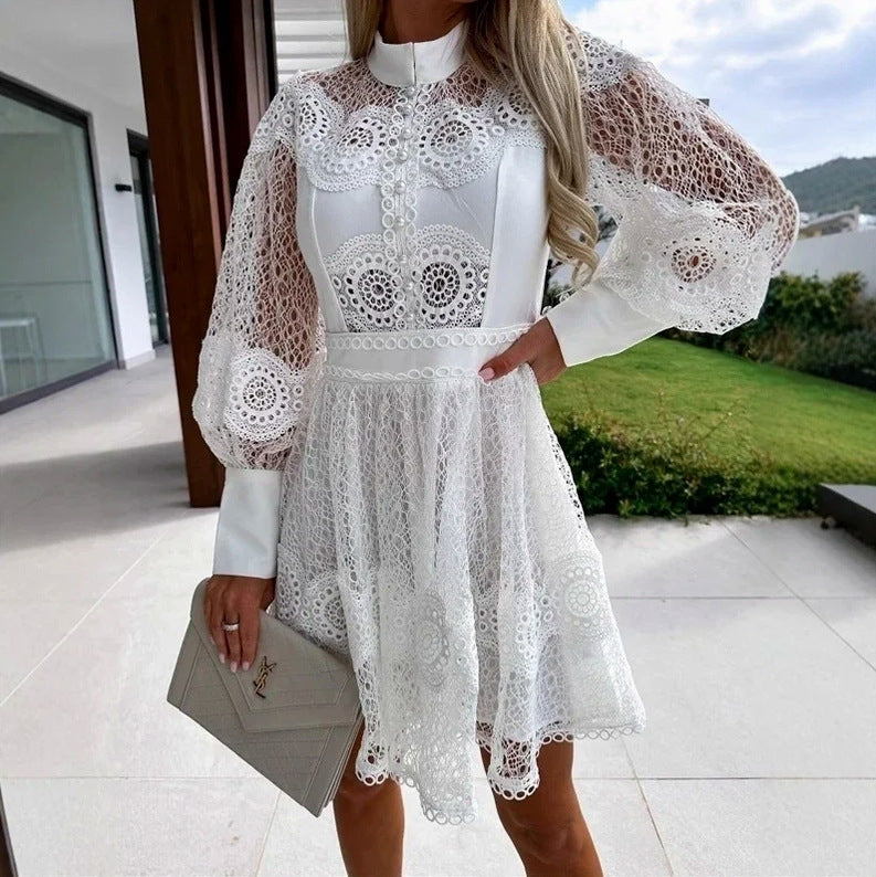 Lace Long Sleeve Mini Dress