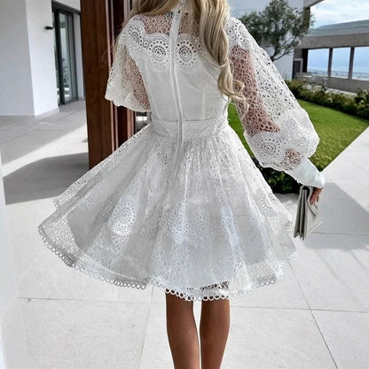 Lace Long Sleeve Mini Dress