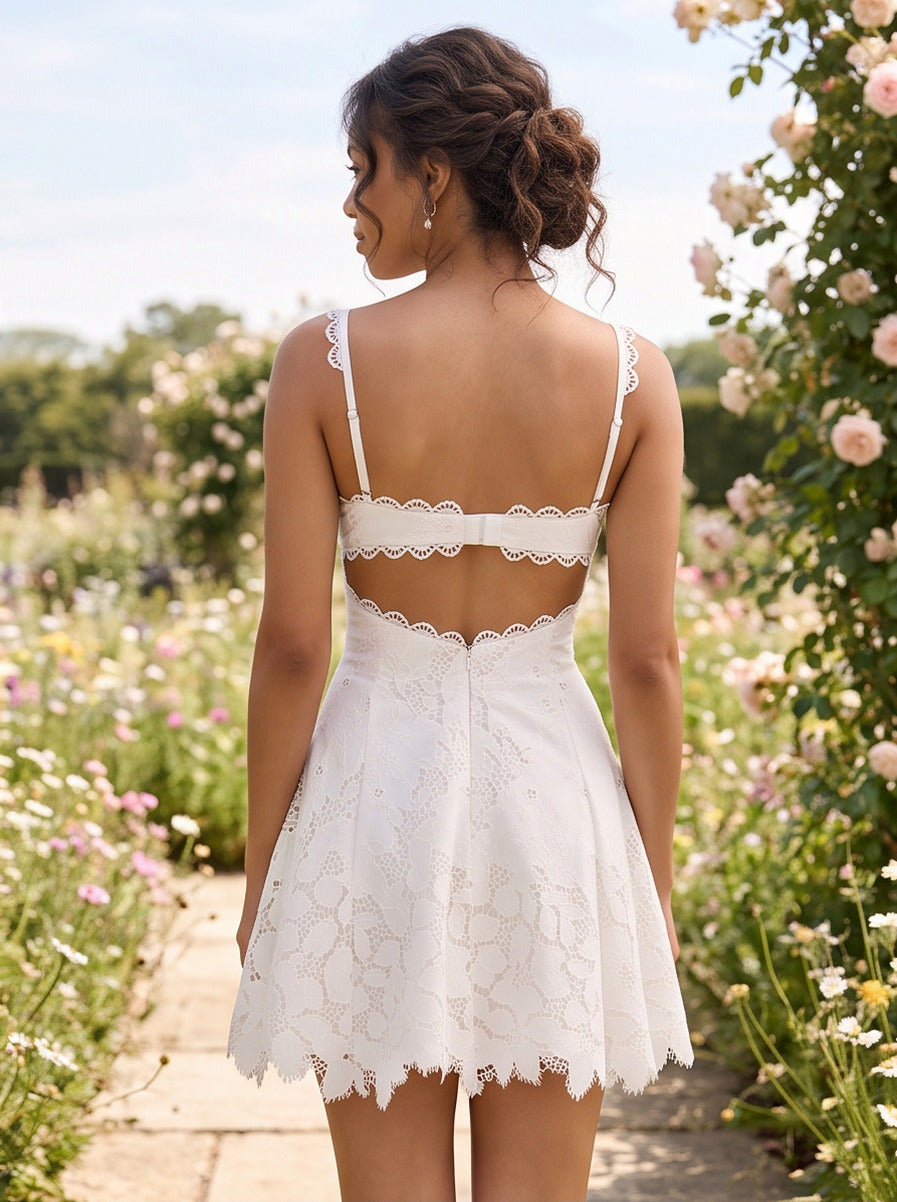 Lace Square Neck Mini Dress