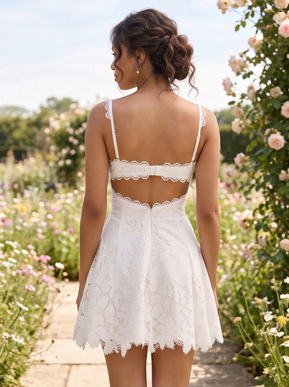 Lace Square Neck Mini Dress