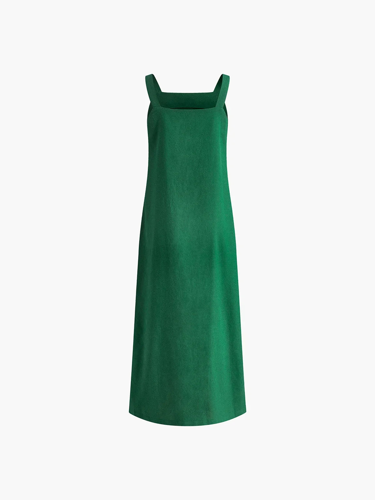 Linen Square Neck Side Slit Midi Dress – Merisell