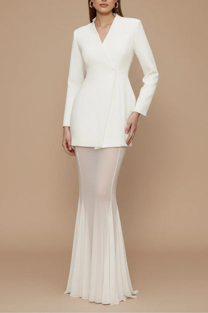Long Sleeve Belted Blazer and Maxi Skirt Set
