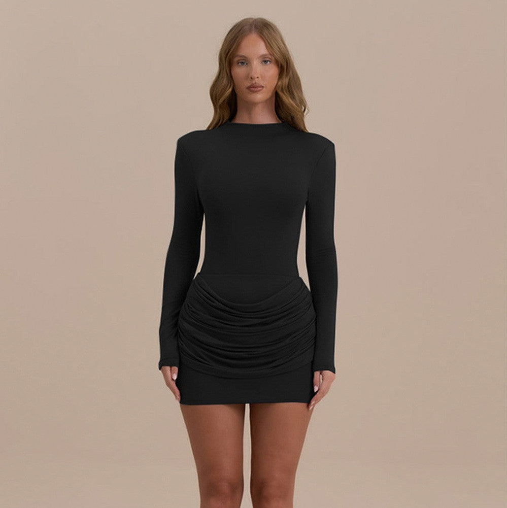 Long Sleeve Ruched Mini Dress