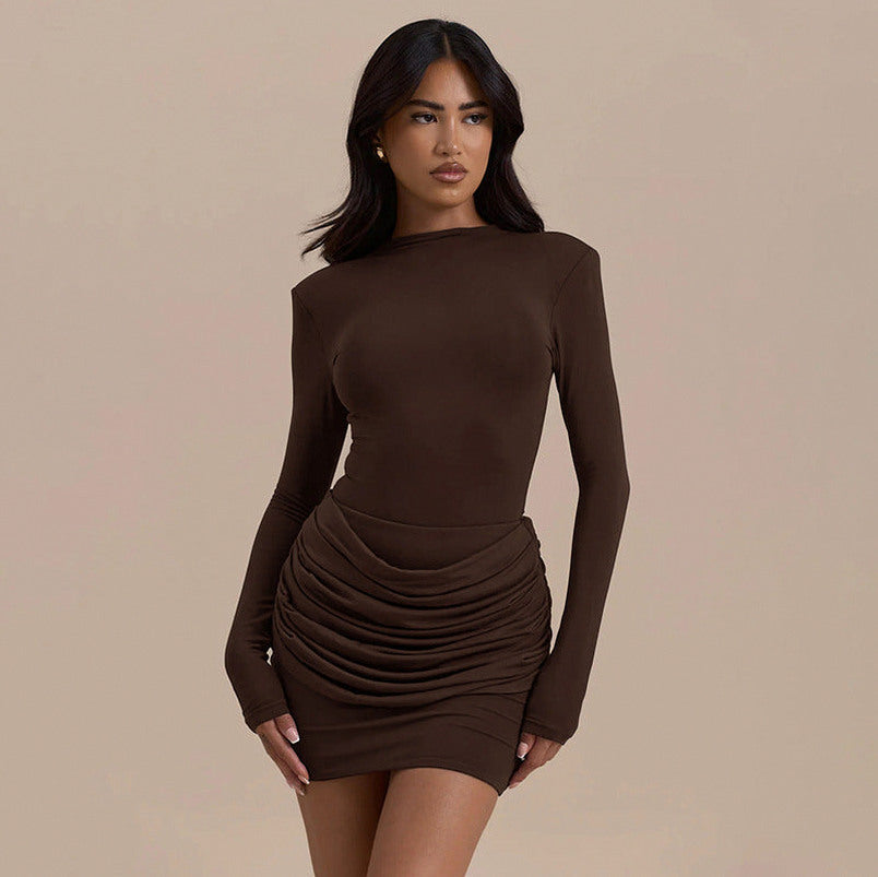 Long Sleeve Ruched Mini Dress