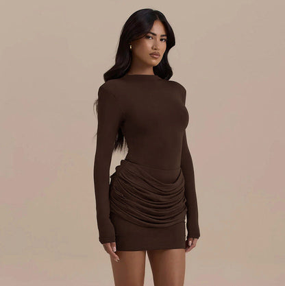 Long Sleeve Ruched Mini Dress