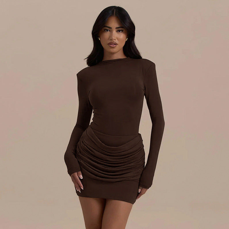 Long Sleeve Ruched Mini Dress