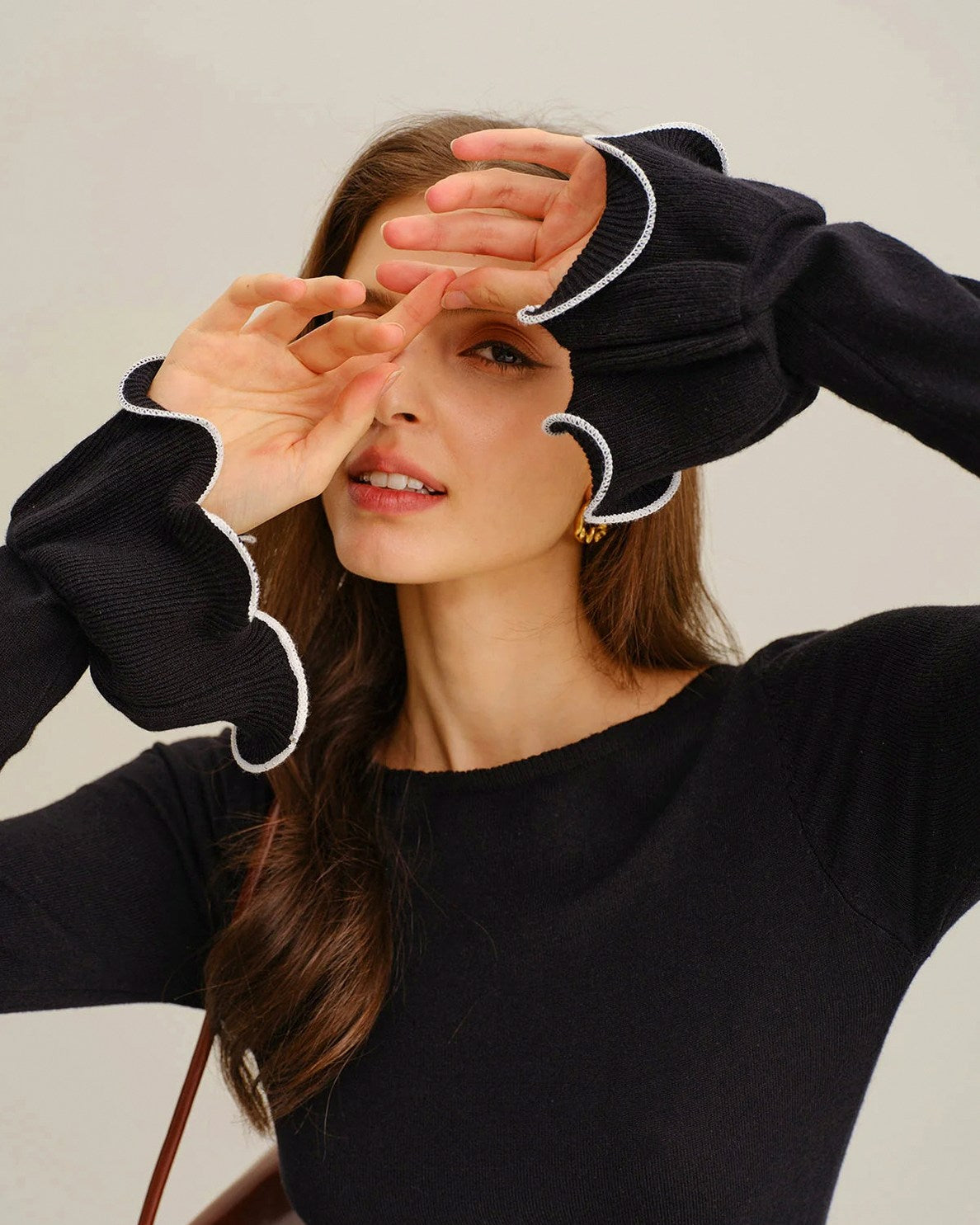 Long Sleeve Ruffle Hem Sweater Dress