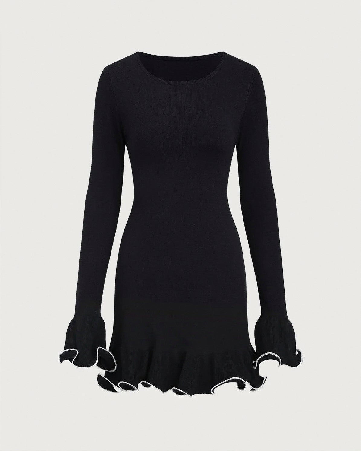 Long Sleeve Ruffle Hem Sweater Dress