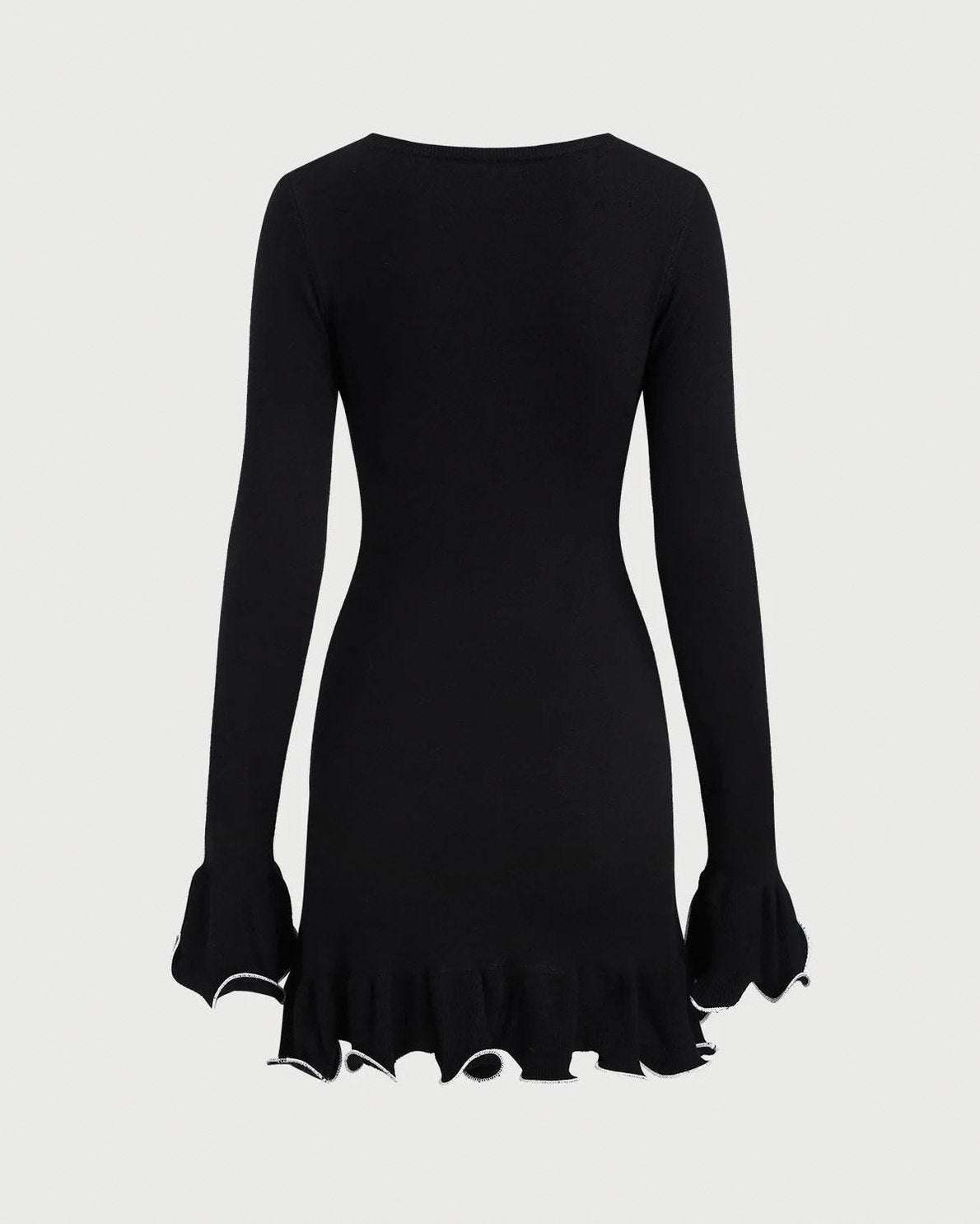 Long Sleeve Ruffle Hem Sweater Dress