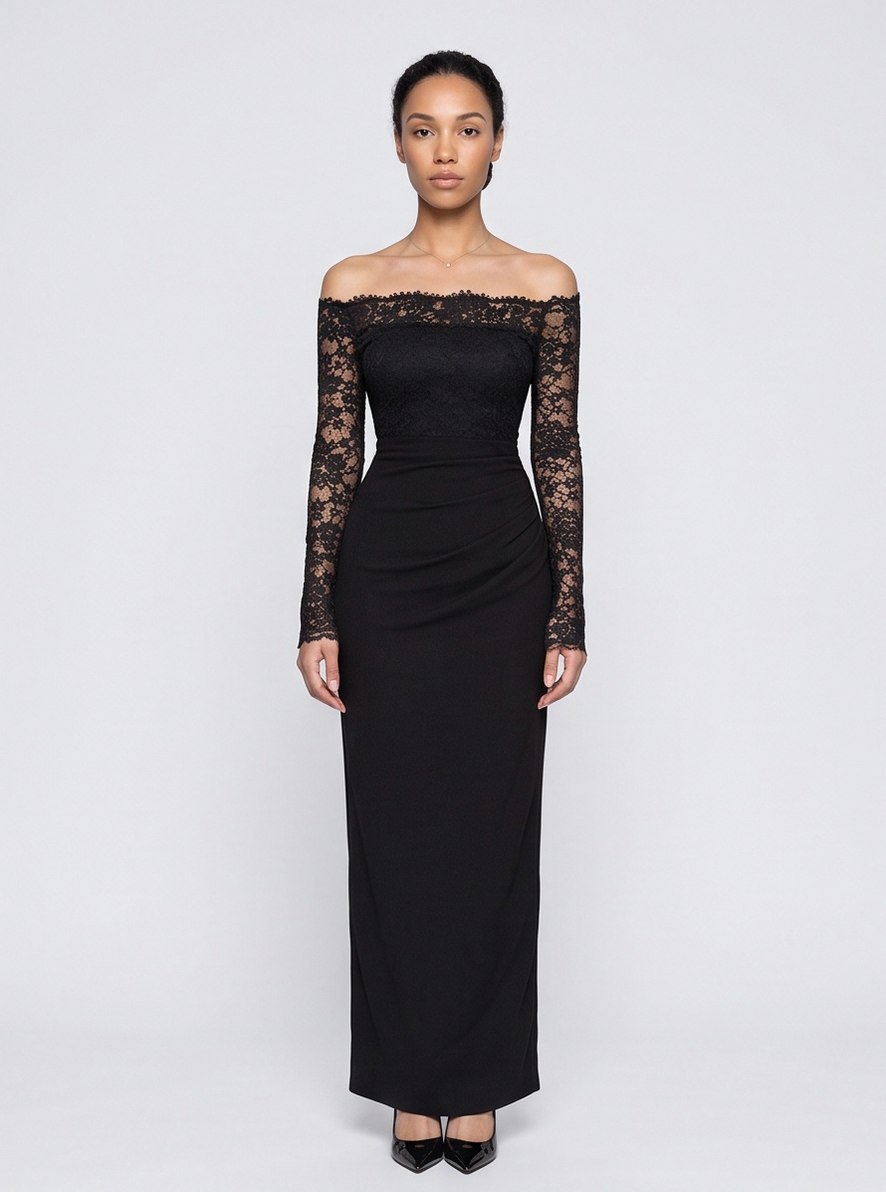 Off Shoulder Lace Maxi Dress