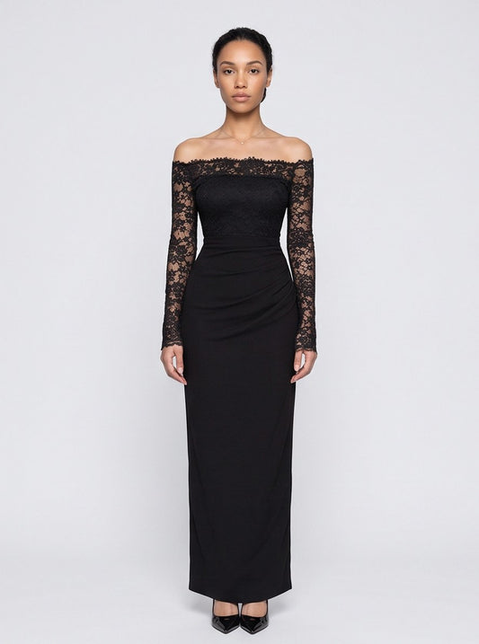 Off Shoulder Lace Maxi Dress