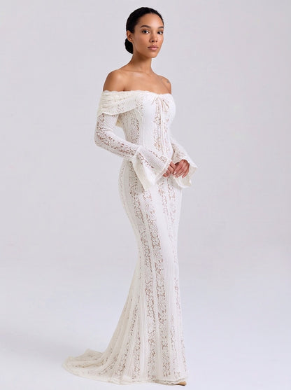 Off Shoulder Lace Maxi Dress